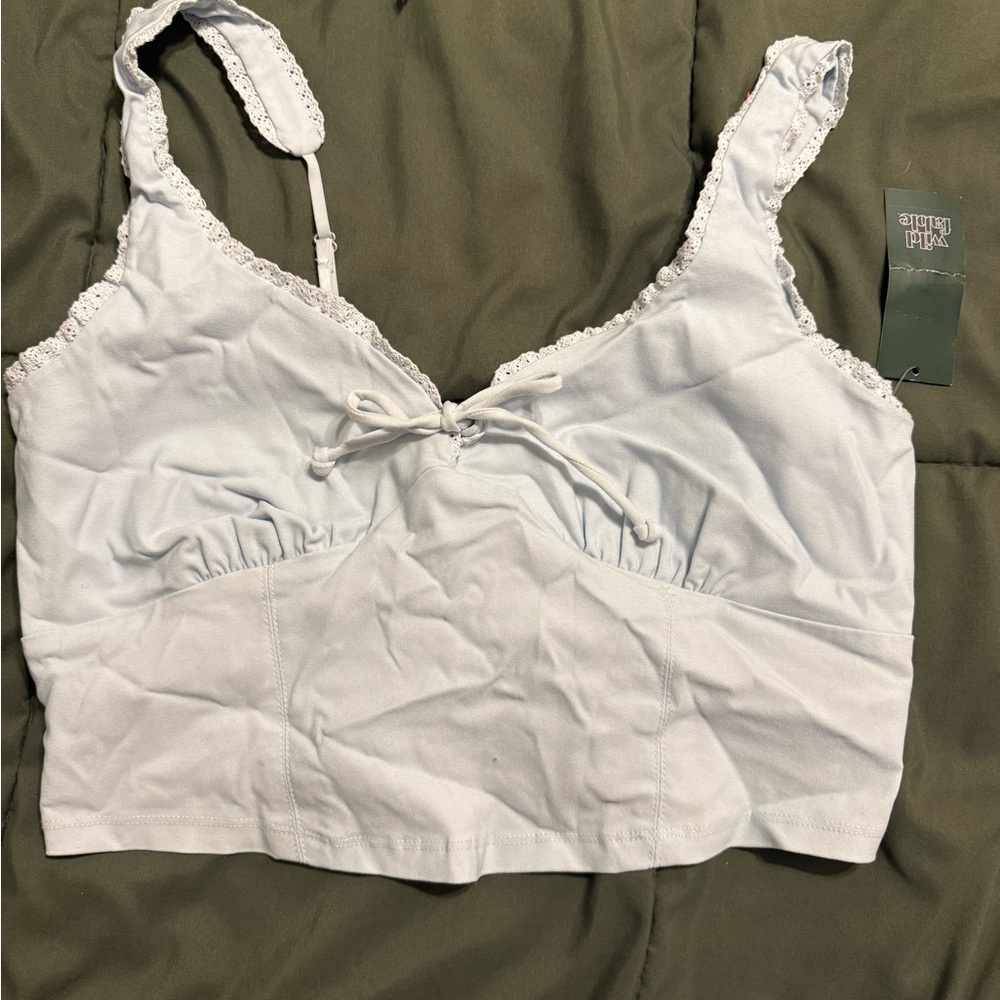 Baby blue Lace-Trim Bralette Crop Top